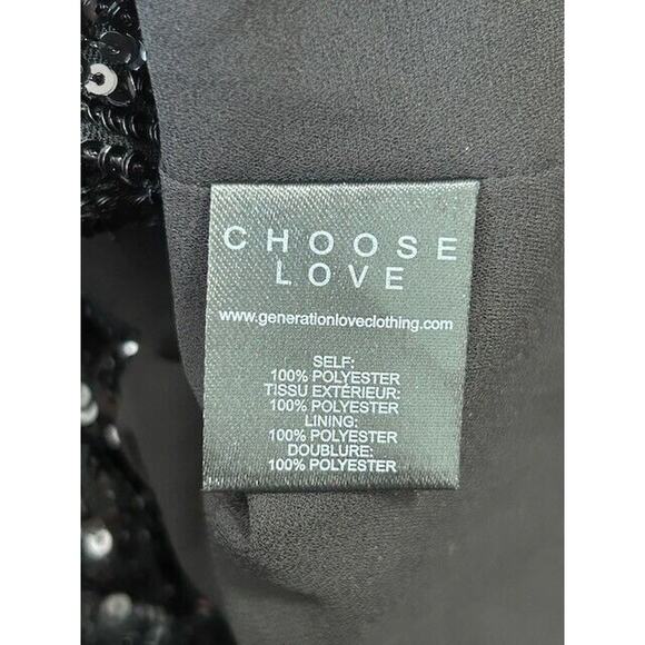 Generation Love Nyla Sequin Blazer Jacket Double Breasted Long Sleeve Black S - Picture 7 of 9